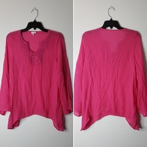 Spense pink viscose blouse with embroidered
